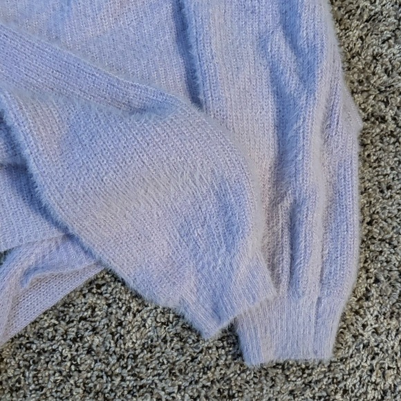 Hello Molly Kokedama Fuzzy Knit Wrap Sweater Cardigan Purple Size Small - Picture 3 of 9